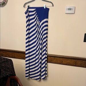 ECI Royal Blue and White Striped Maxi Skirt